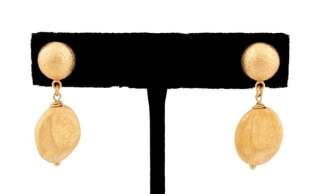 ARTISANAL TEXTURED MATTE 18K YG BEAD EARRINGS