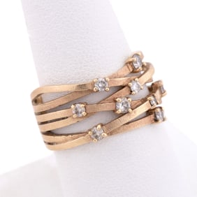DIAMOND 14K YELLOW GOLD MULTI BAND RING