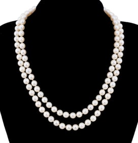 DOUBLE STRAND AKOYA PEARL & CITRINE 14K NECKLACE