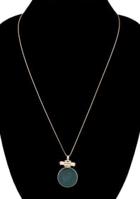 INTAGLIO, CITRINE & DIAMOND PENDANT NECKLACE