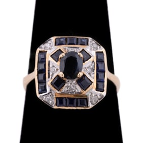 SAPPHIRE & DIAMOND 14K YELLOW GOLD RING
