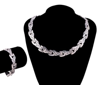 STERLING CROCODILE LINK NECKLACE & BRACELET