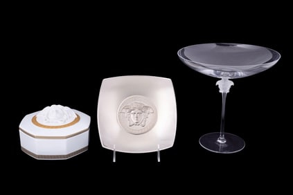THREE VERSACE MEDUSA HEAD PORCELAIN TABLEWARES
