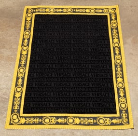 VERSACE 'I LOVE BAROQUE' BLACK BEACH TOWEL