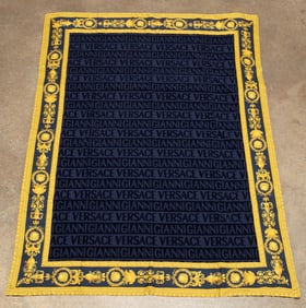 VERSACE 'I LOVE BAROQUE' BLUE BEACH TOWEL