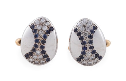 THEO FABERGE 'DIAMOND EGG' 18K CUFFLINKS, 63/125
