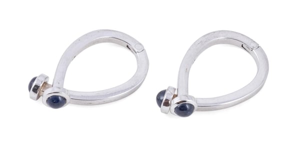 SAPPHIRE ACCENTED 18K WHITE GOLD CUFFLINKS