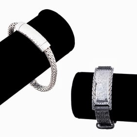 TWO JOHN HARDY BRACELETS - STERLING AND LEATHER