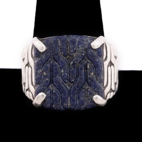 JOHN HARDY LAPIS & STERLING CLASSIC CHAIN RING