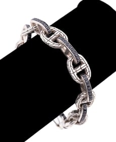 JOHN HARDY MEN'S BLACK SAPPHIRE LINK BRACELET