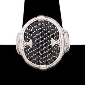 KONSTANTINO BLACK SPINEL 'PLATO' SIGNET RING