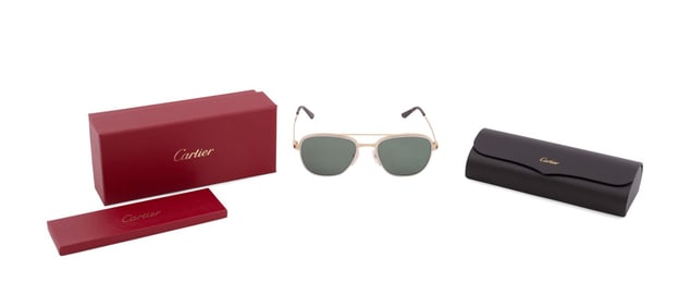 CARTIER GOLD FRAME AVIATOR SUNGLASSES CT0326S
