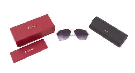 CARTIER SILVER AVIATOR SUNGLASSES CT0229S