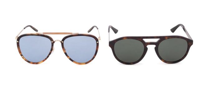 TWO GUCCI AVIATOR SUNGLASSES BROWN MULTI