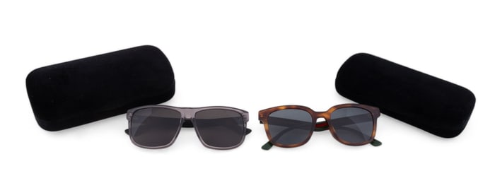 TWO GUCCI SUNGLASSES BROWN AND GREY