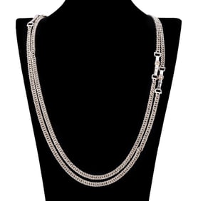 HERMES EXTRA LONG BUCKLE MOTIF STERLING NECKLACE