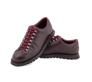 PRADA MEN'S BROWN LEATHER LACE UP SNEAKERS