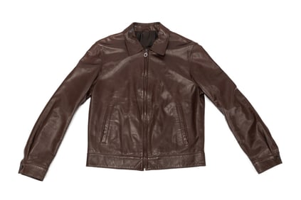 SALVATORE FERRAGAMO BROWN LEATHER BOMBER JACKET