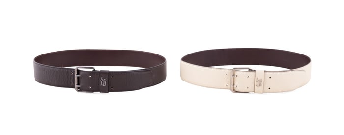 TWO GIANNI VERSACE VINTAGE LEATHER BELTS