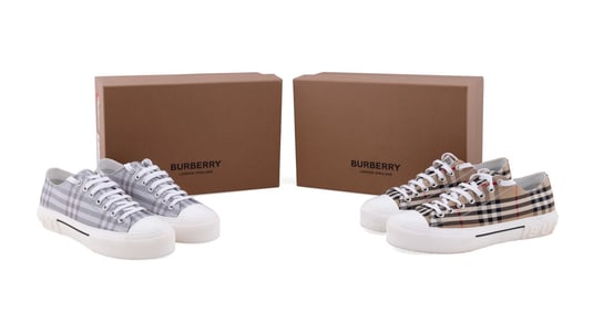 TWO PAIRS OF BURBERRY MEN'S JACK CHECK SNEAKERS