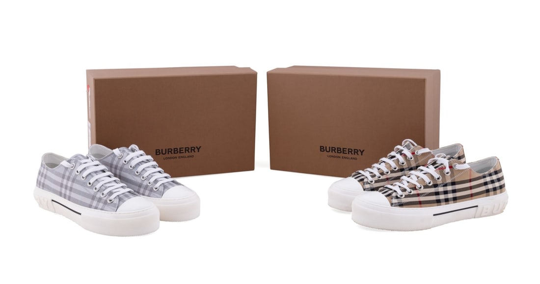 Two Pairs Of Burberry Men's Jack Check Sneakers