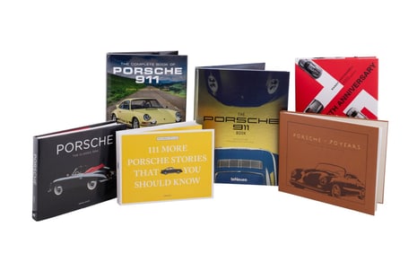 SIX PORSCHE ENTHUSIAST TABLE-TOP HARD BOUND BOOKS