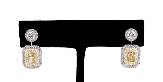UNEEK 7.26CTW YELLOW DIAMOND DROP EARRINGS, GIA