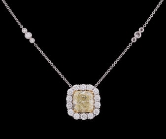 6.15CTW UNEEK YELLOW DIAMOND PENDANT NECKLACE, GIA