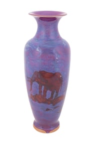 CHINESE FLAMBE VASE WITH ELEPHANT SILHOUETTE