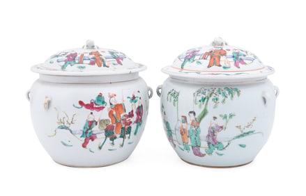 PAIR OF CHINESE COVERED GINGER JARS