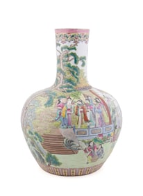 CHINESE FAMILLE ROSE FIGURAL MOTIF GLOBULAR VASE