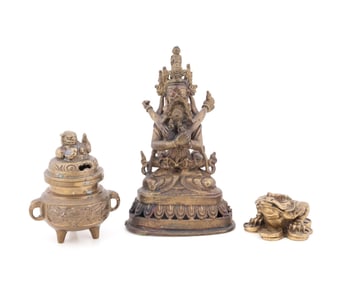 THREE BUDDHIST BRONZE OBJECTS