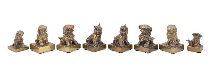 EIGHT CHINESE FOO LION SEAL STAMPS