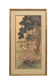 FRAMED CHINESE 'PAINTING ON SCHOLARS', INK ON SILK