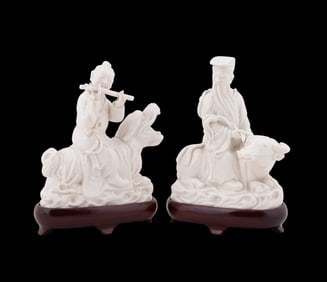 2 BLANC DE CHINE CHINESE DAOIST FIGURES