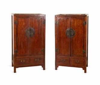 PAIR OF QING STYLE CHINESE SCHOLARS CABINET