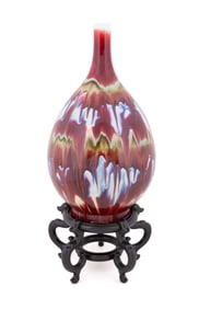 CHINESE / JAPANESE FLAMBE GLAZE PEAR VASE