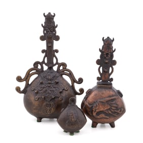THREE JAPANESE BRONZE CHANTING BELLS