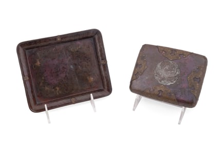 JAPANESE COPPER SMOKING SET WITH PHOENIX ENGRAVING