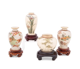 FOUR MINIATURE JAPANESE SATSUMA VASES