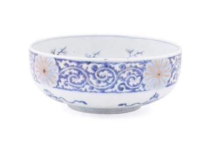 JAPANESE BLUE & WHITE FLORAL BOWL