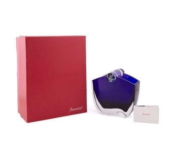 BACCARAT 'OCEANIE' BLUE VASE IN BOX