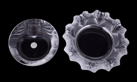 LALIQUE 'OCTOPUS' AND 'TETE DE LION' ASHTRAYS
