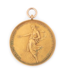 AMATEUR ATHLETIC UNION HIGH DIVING 14K GOLD MEDAL