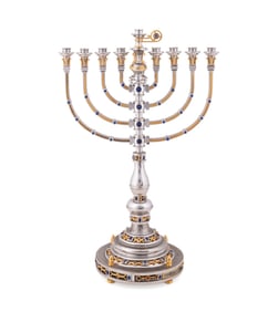 SWED MASTERS STERLING & GILT MENORAH, 2/65