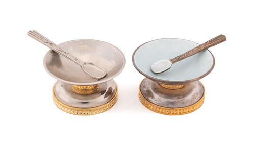 DUDIK SWED SILVER & BRASS PLATED SALT CELLARS