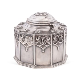 PORTUGUESE 916 SILVER GOTHIC REVIVAL INKWELL