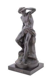 19TH C. GASTON GUITTON, 'LEANDRE', BRONZE FIGURE