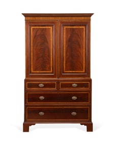 19TH/20TH C. GEORGE III STYLE MAHOGANY LINEN PRESS