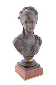 ETIENNE-HENRI DUMAIGE, 'PRINTEMPS', BRONZE BUST